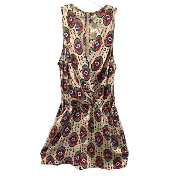 Rory Beca Silk Tribal Aztec Printed Wrap Front Draped Romper - L - Picture 2 of 12